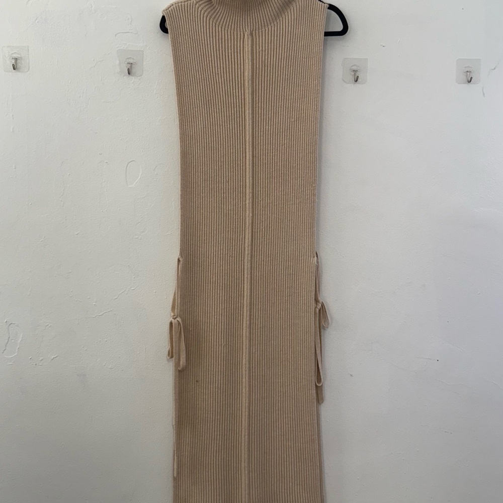 PETER DO Tan Ribbed Sleeveless Maxi Dress